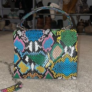 Multicolor snakeskin small crossbody purse